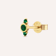 Alto 0.17 CT Zümrüt Taşlı Sarı Altın Tek Küpe
