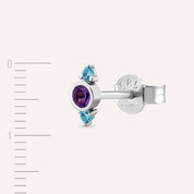 Alto 0.20 CT Ametist ve Blue Topaz Taşlı Beyaz Altın Tek Küpe - Tufanlar Kuyumculuk