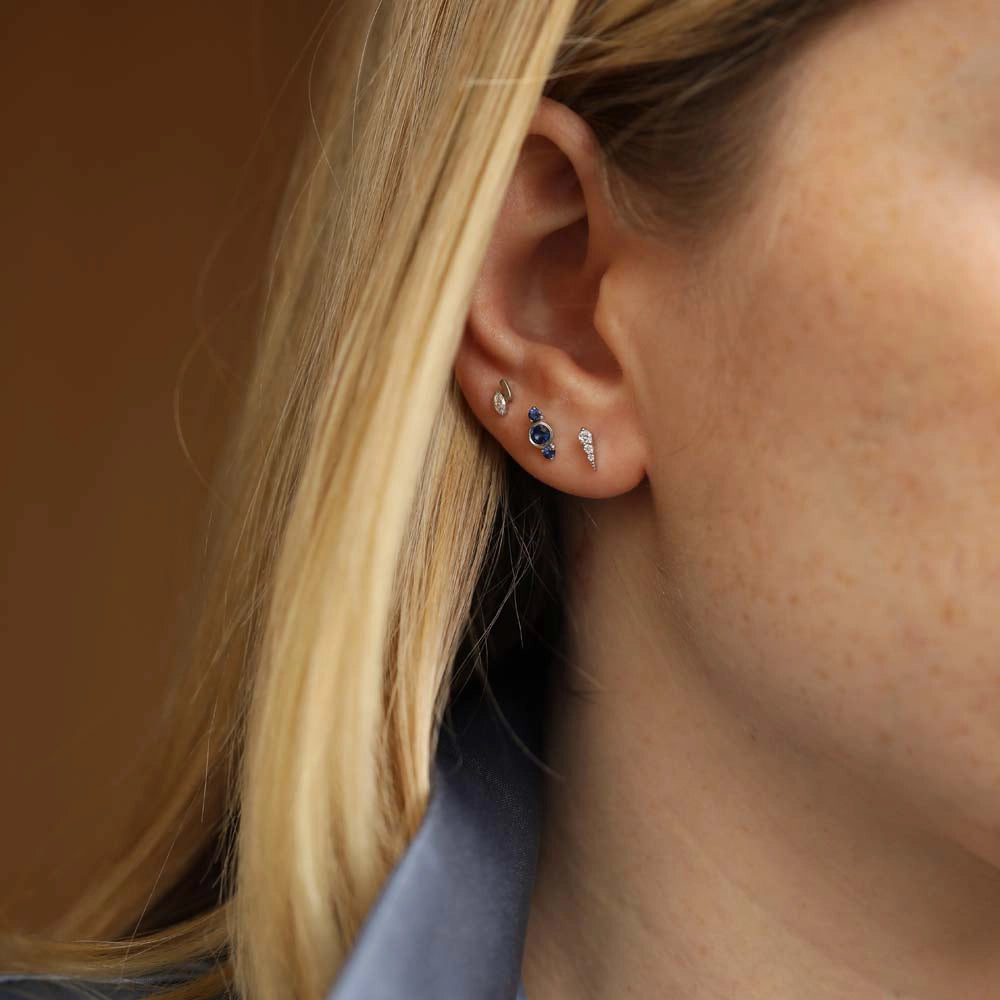 Alto 0.18 CT Safir Taşlı Beyaz Altın Tek Küpe