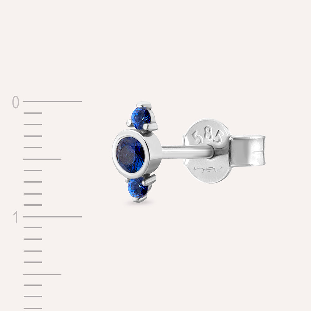 Alto 0.18 CT Safir Taşlı Beyaz Altın Tek Küpe