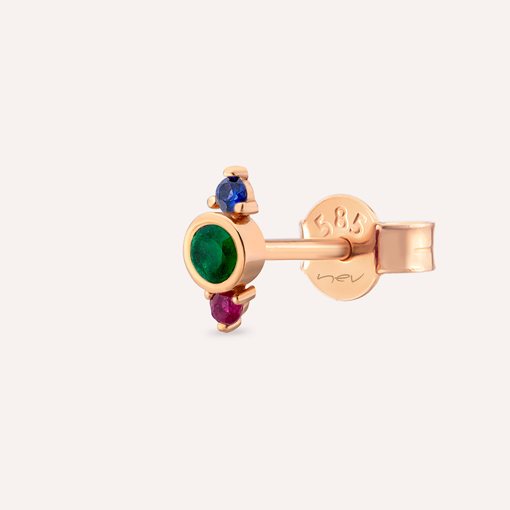 Alto 0.23 CT Çok Renkli Taşlı Rose Altın Tek Küpe