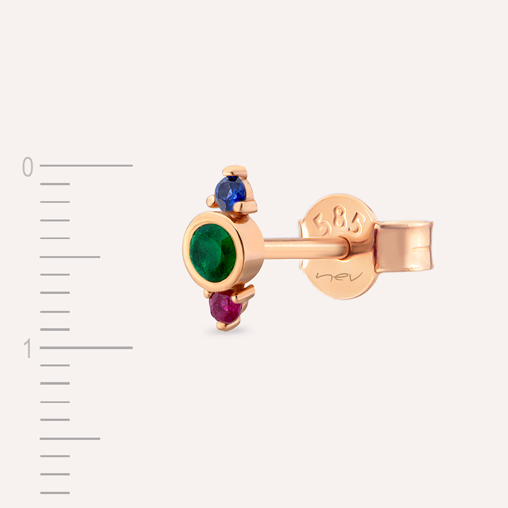 Alto 0.23 CT Çok Renkli Taşlı Rose Altın Tek Küpe