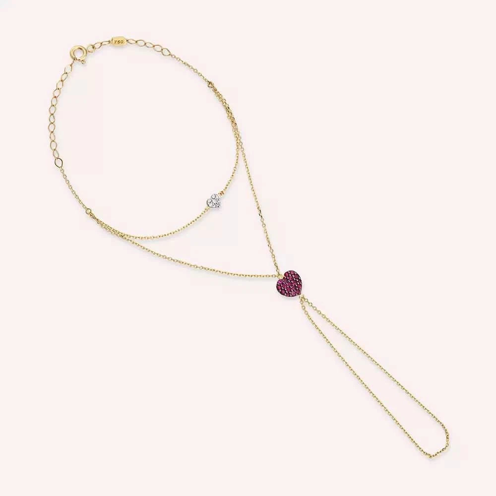 Amor Yakut ve Pırlanta Taşlı Sarı Altın Şahmeran