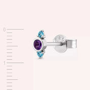 Andy Ametist ve Blue Topaz Taşlı Beyaz Altın Tek Küpe