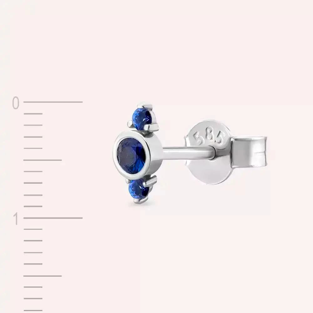 Andy Safir Taşlı Beyaz Altın Tek Küpe