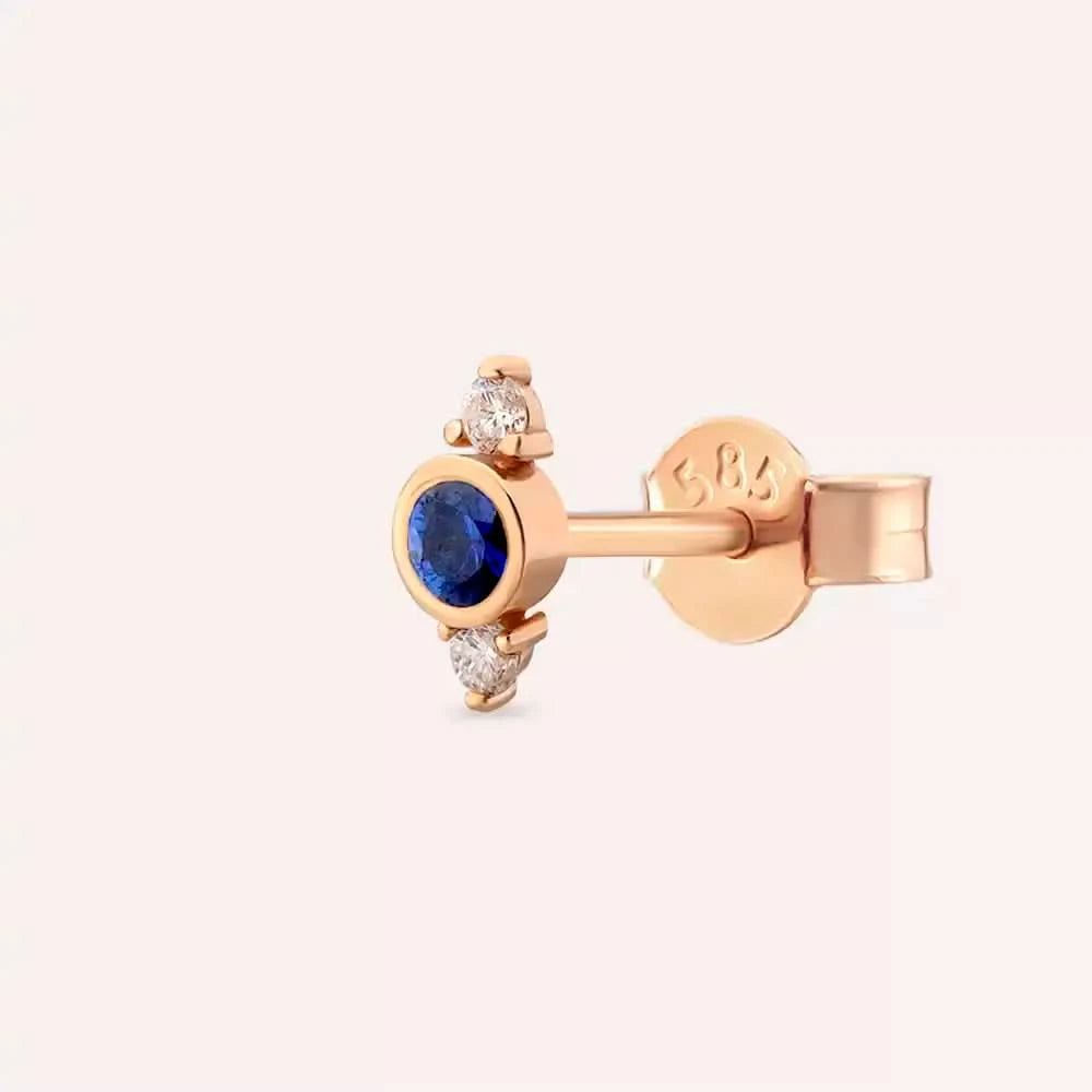Andy Safir ve Pırlanta Taşlı Rose Altın Tek Küpe