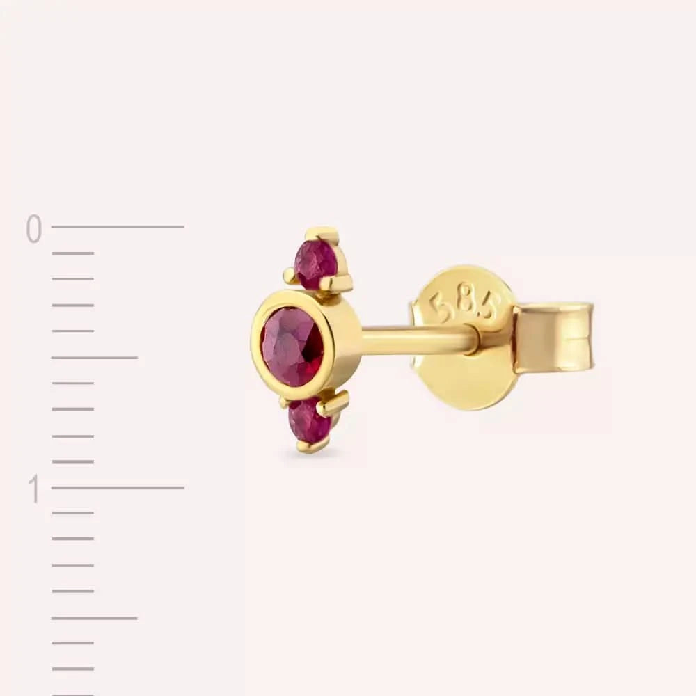 Andy Yakut Taşlı Sarı Altın Tek Küpe