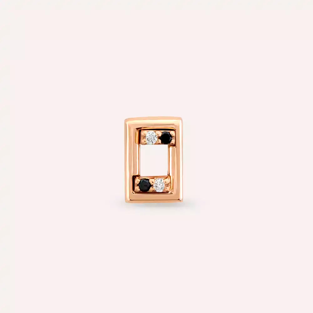 Angled Siyah Pırlanta Taşlı Rose Altın Piercing