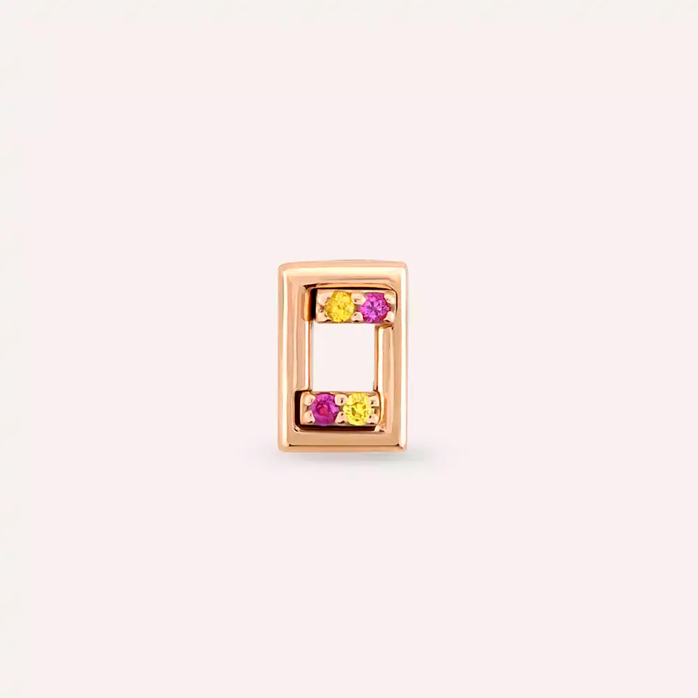 Angled Yellow and Pink Safir Taşlı Rose Altın Piercing