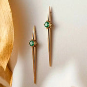 Filo Zümrüt Taşlı Rose Altın Küpe