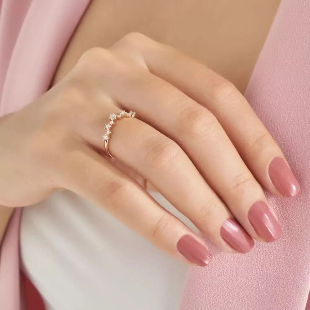 Aster Pırlanta Taşlı Rose Altın Yüzük