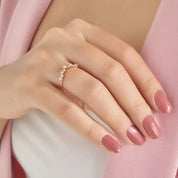 Aster Pırlanta Taşlı Rose Altın Yüzük