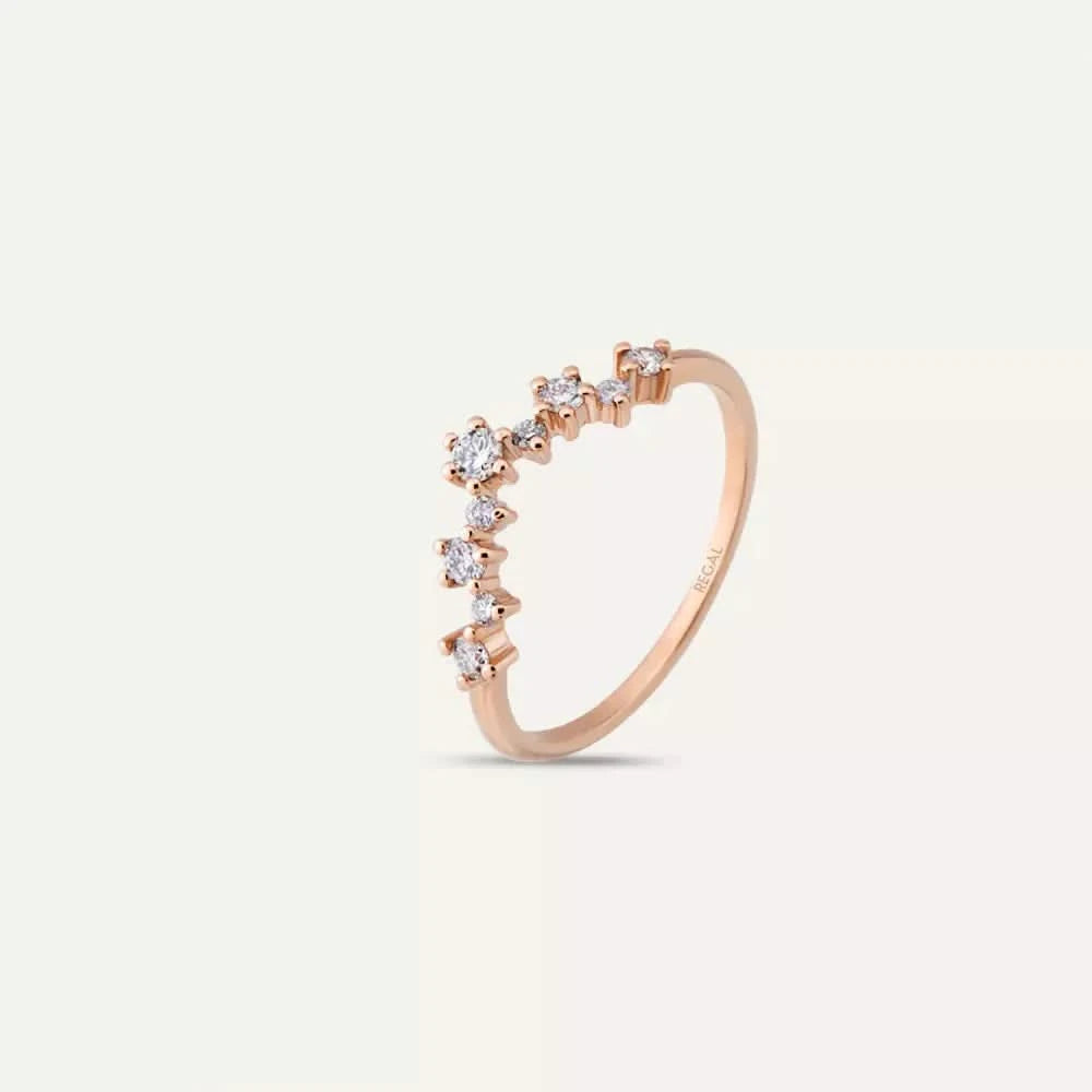 Aster Pırlanta Taşlı Rose Altın Yüzük