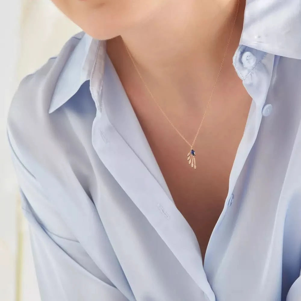 Asteroid Pırlanta ve Safir Taşlı Kolye