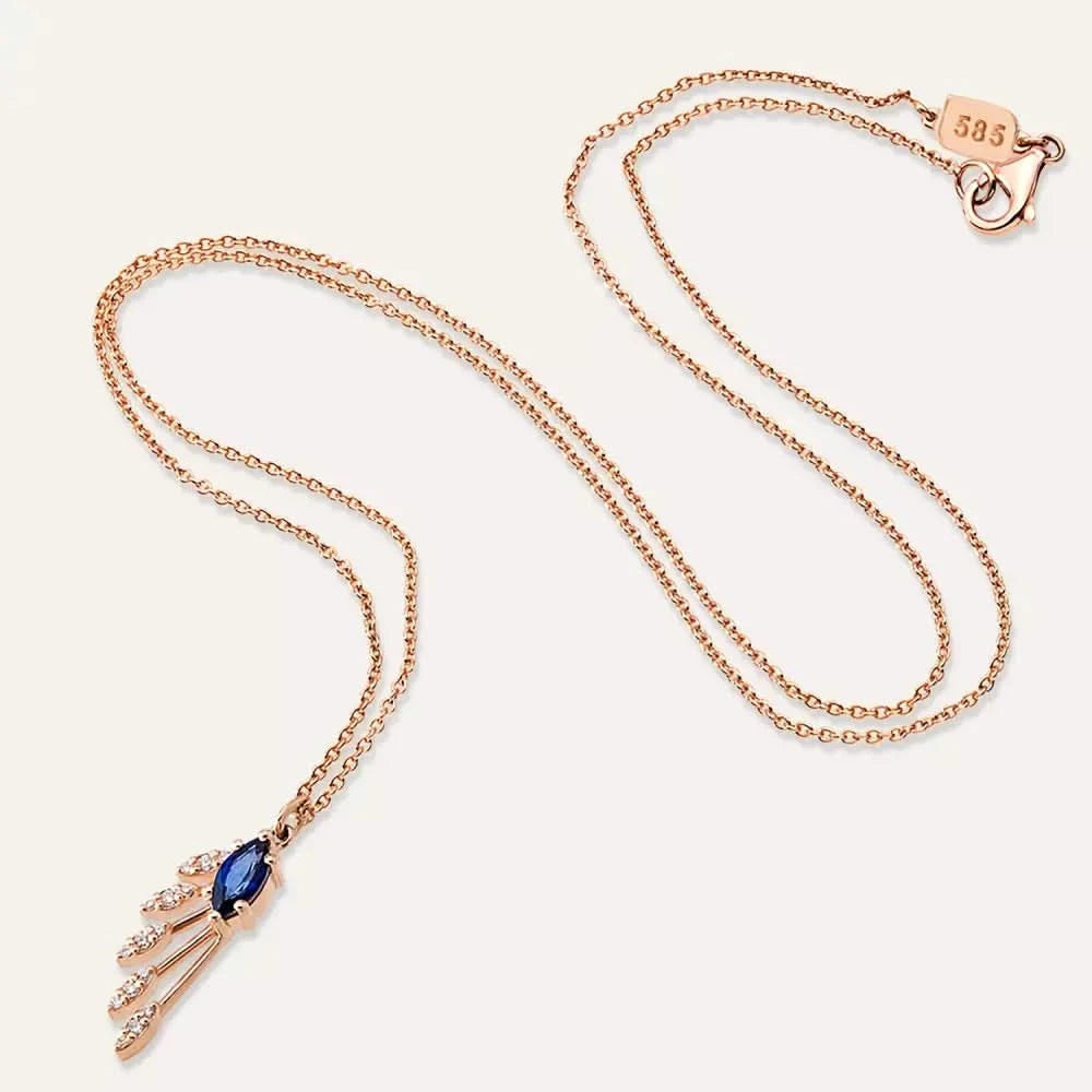 Asteroid Pırlanta ve Safir Taşlı Kolye