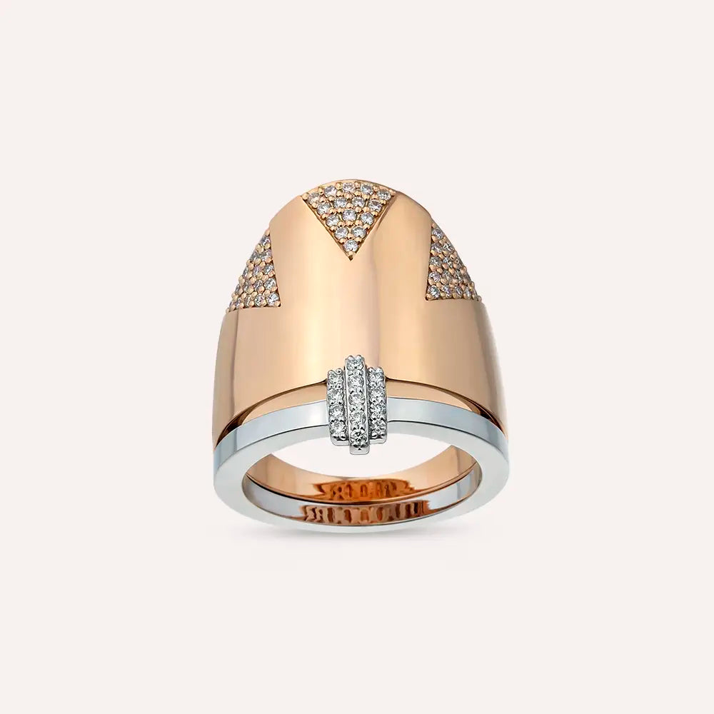 Axel 0.35 CT Pırlanta Taşlı Rose ve Beyaz Altın Yüzük