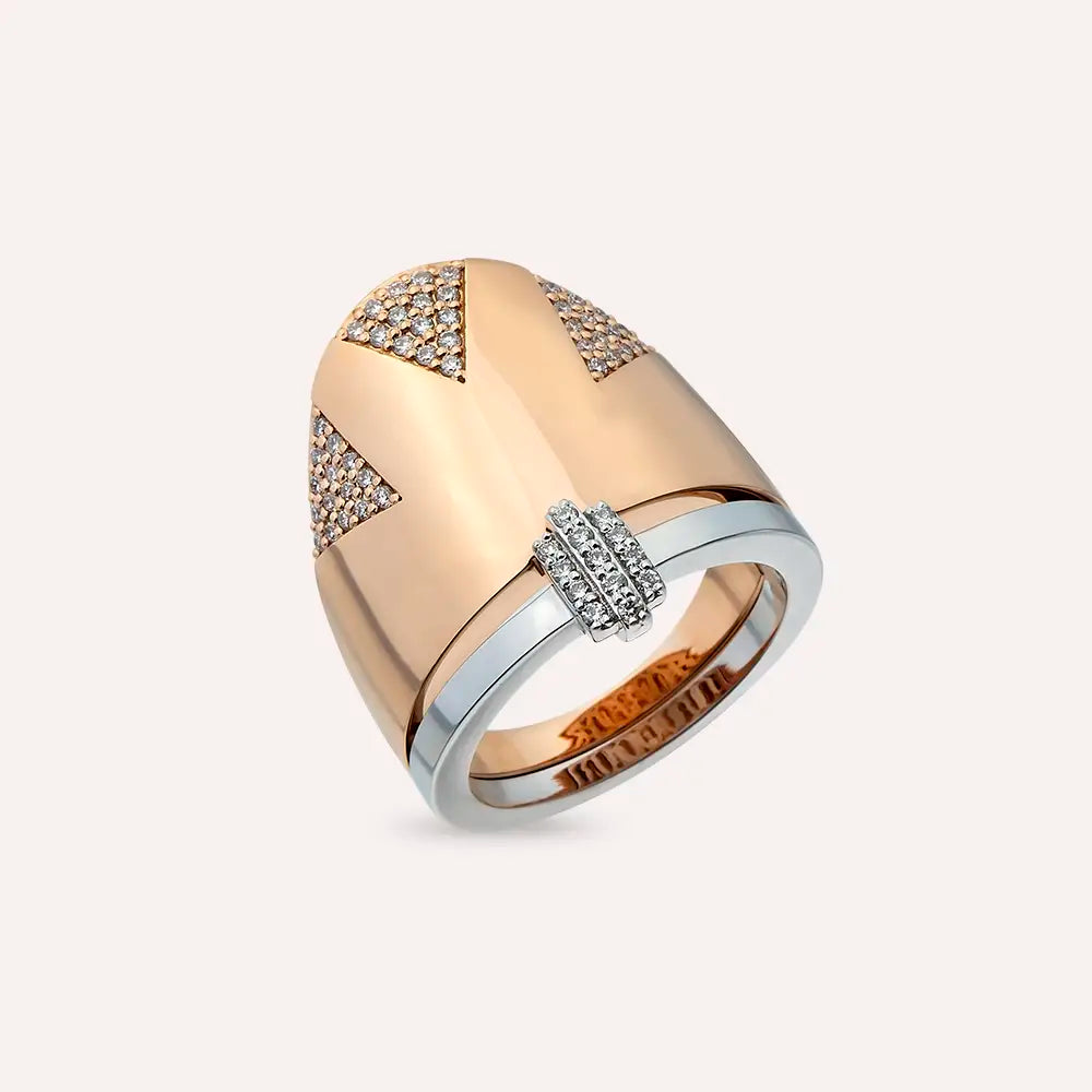 Axel 0.35 CT Pırlanta Taşlı Rose ve Beyaz Altın Yüzük