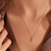 B Harf 0.09 CT Pırlanta Taşlı Rose Altın Kolye