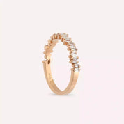 Baget Kesim Pırlanta Taşlı Rose Altın Yarımtur Yüzük