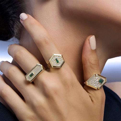 Baget Taşlı Dikdörtgen Yüzük