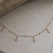 Barb II Baget Kesim Pırlanta Taşlı Rose Altın Kolye