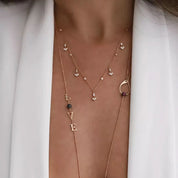 Barb II Baget Kesim Pırlanta Taşlı Rose Altın Kolye