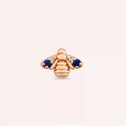 Bee Blue Safir ve Pırlanta Taşlı Rose Altın Piercing
