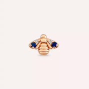Bee Blue Safir ve Pırlanta Taşlı Rose Altın Piercing