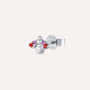 Bee Multicolor Safir Taşlı Beyaz Altın Küpe
