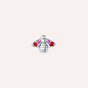 Bee Multicolor Safir Taşlı Beyaz Altın Küpe