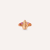 Bee Multicolor Safir Taşlı Rose Altın Küpe