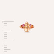 Bee Multicolor Safir Taşlı Rose Altın Küpe