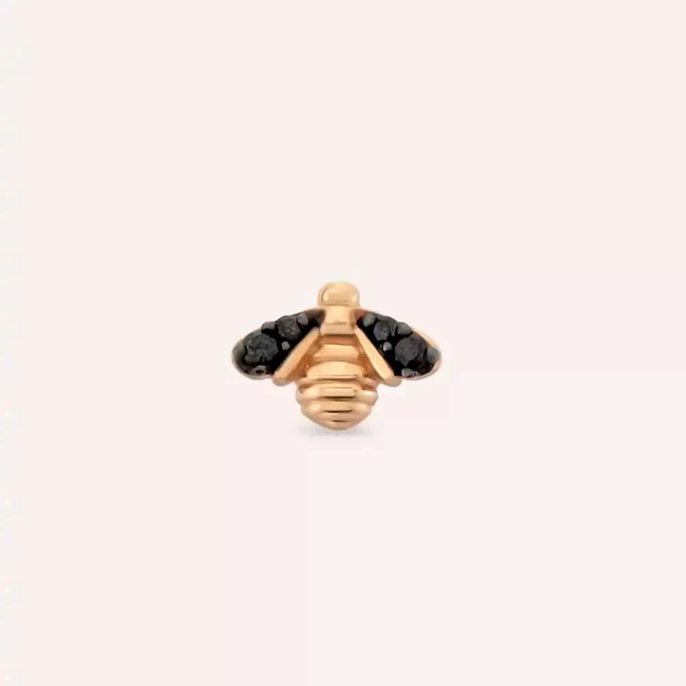 Bee Siyah Pırlanta Taşlı Rose Altın Piercing