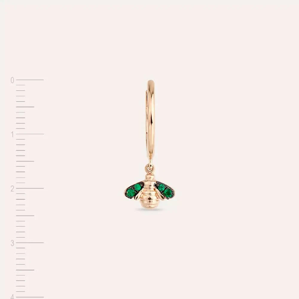 Bee Zümrüt Taşlı Rose Altın Küpe