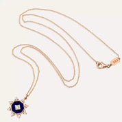 Bellatris Pırlanta Taşlı ve Lacivert Mineli Kolye