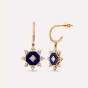 Bellatrix Pırlanta Taşlı ve Lacivert Mineli Küpe