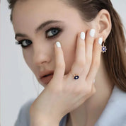 Bellatrix Pırlanta Taşlı ve Lacivert Mineli Yüzük