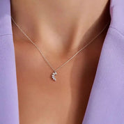 Bevel Pırlanta Taşlı Beyaz Altın Kolye