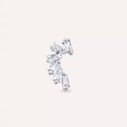 Bevel Pırlanta Taşlı Beyaz Altın Piercing