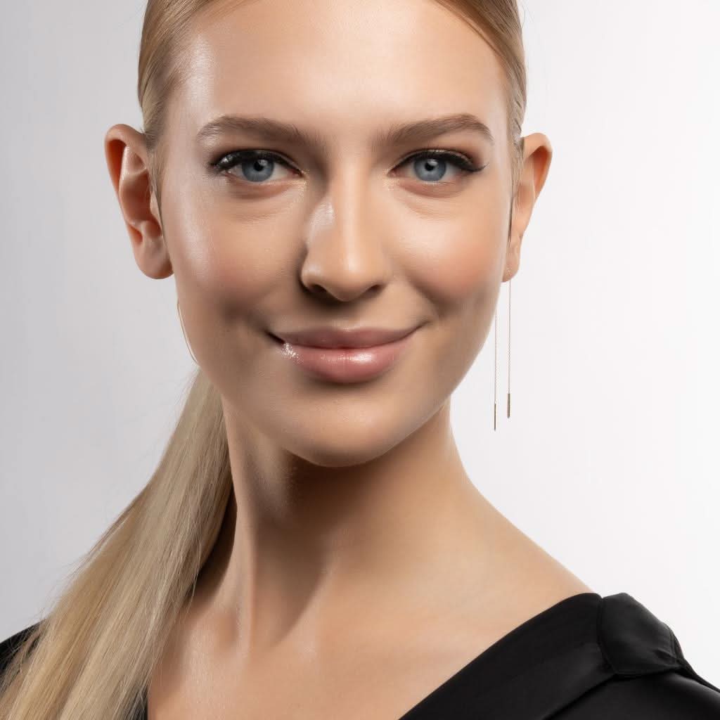 Zincir Tek Sallantılı Altın Küpe