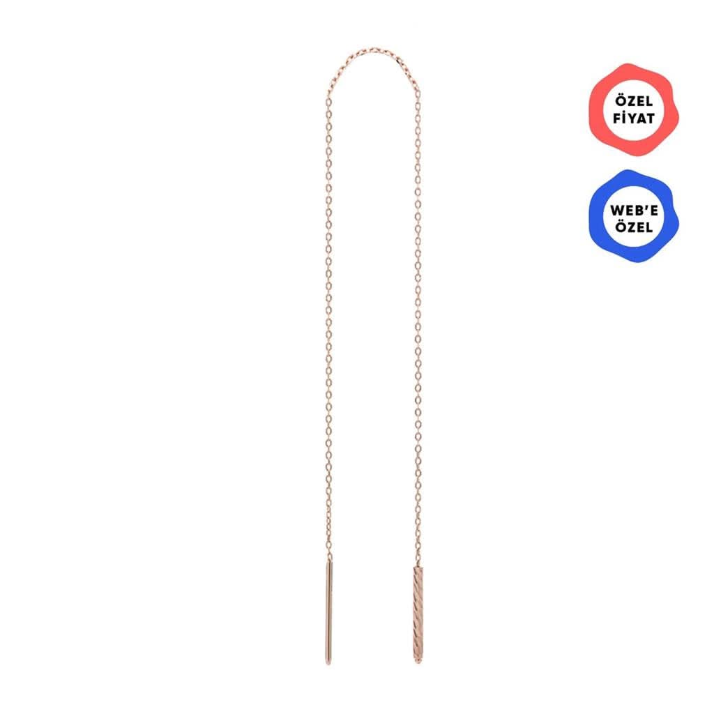 Zincir Tek Sallantılı Altın Küpe