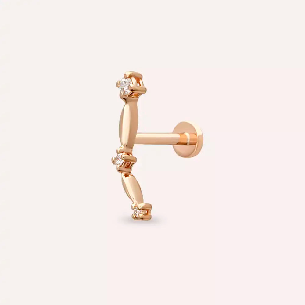 Bind Pırlanta Taşlı Rose Altın Piercing