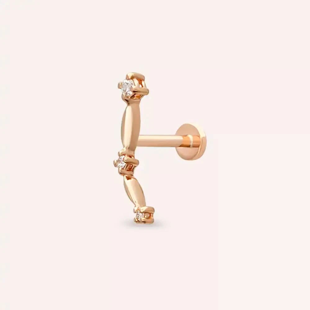 Bind Pırlanta Taşlı Rose Altın Piercing