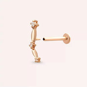 Bind Pırlanta Taşlı Rose Altın Piercing