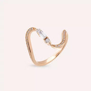 Lyric 0.40 CT Baget Pırlanta Taşlı Rose Altın Yüzük