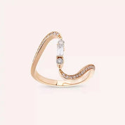Birdie 0.40 CT Baget Pırlanta Taşlı Rose Altın Yüzük