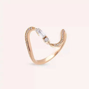 Birdie 0.40 CT Baget Pırlanta Taşlı Rose Altın Yüzük