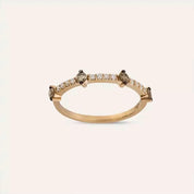 Bitter Pırlanta ve Brown Pırlanta Taşlı Rose Altın Yüzük