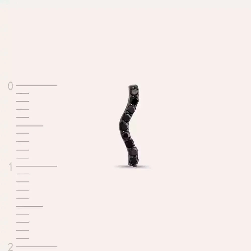 Black Crimp Siyah Pırlanta Taşlı Tek Küpe
