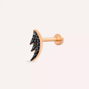 Black Sharp Siyah Pırlanta Taşlı Rose Altın Piercing